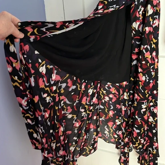 A.L.C. Silk wrap dress black and coral size 4 - Picture 7 of 11